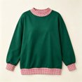 thumbnail image 5 of Women's Gingham Check Contrast Sweatshirt Ghalytn Mock Neck Drop Shoulder Loose Pullover Top, 5 of 5