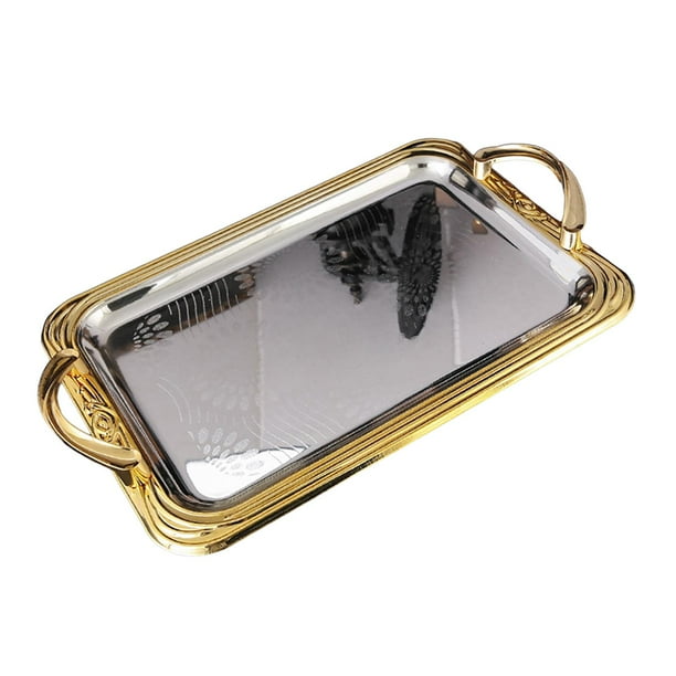 Bandeja decorativa para servir, bandeja para mesa de centro, fácil de limpiar, elegante, con asa, bandejas de tocador para comida, café, té, otomana 375 x 24 x 42 cm