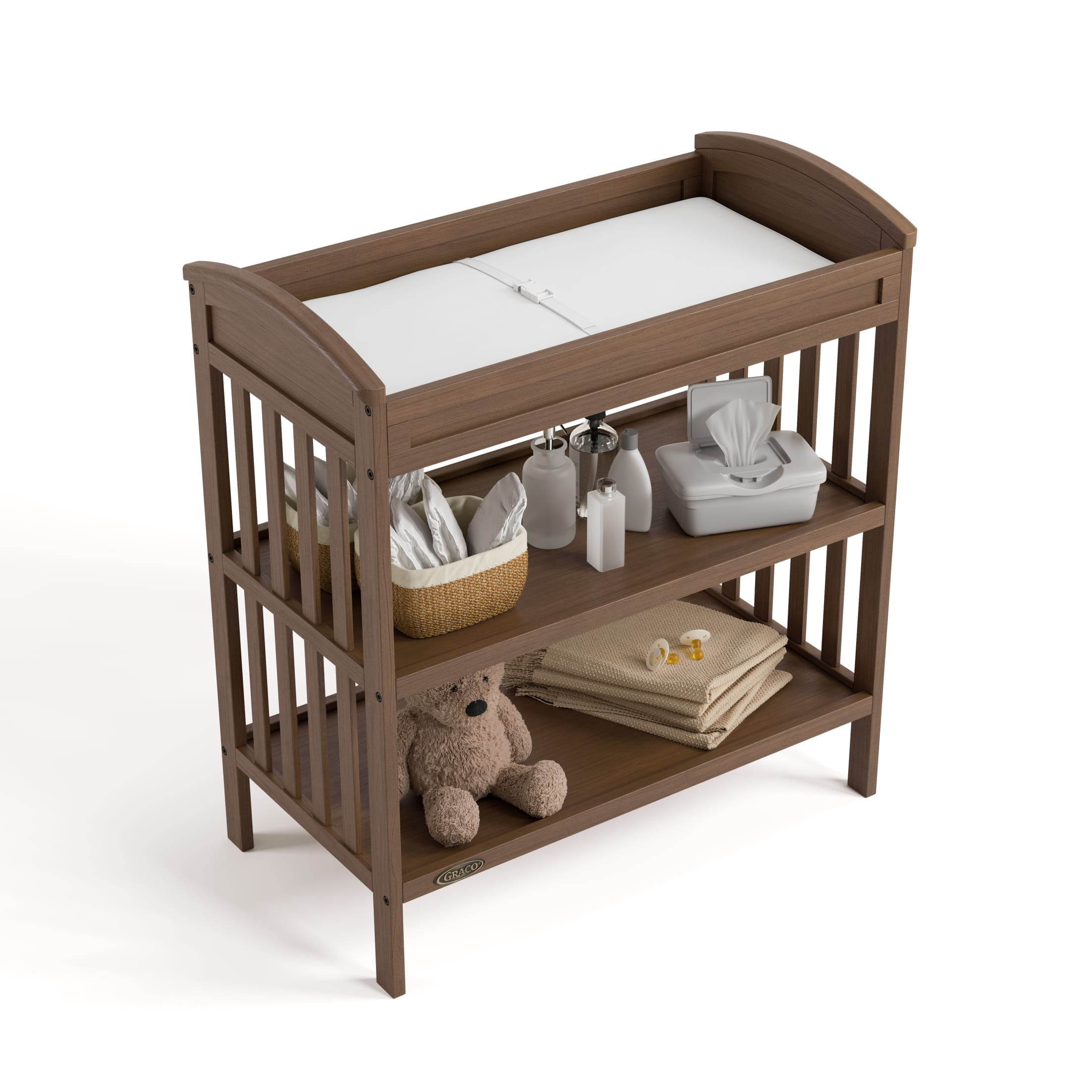 Graco Benton Infant Changing Table with Bonus Water-Resistant Changing Pad, Hazelnut