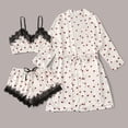 thumbnail image 2 of Tnhcen Women's Summer Ice Silk Lace Trim Pajama Set 3-Piece Heart Print Tank + Shorts + Robe with Belt Soft Nylon-Spandex Lounge wear S-4XL, 2 of 3