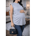 thumbnail image 4 of Playera Maternidad Algodón Cómoda Ropa Embarazo Playera Mujer Básica Sin Mangas Color Gris, 4 of 4