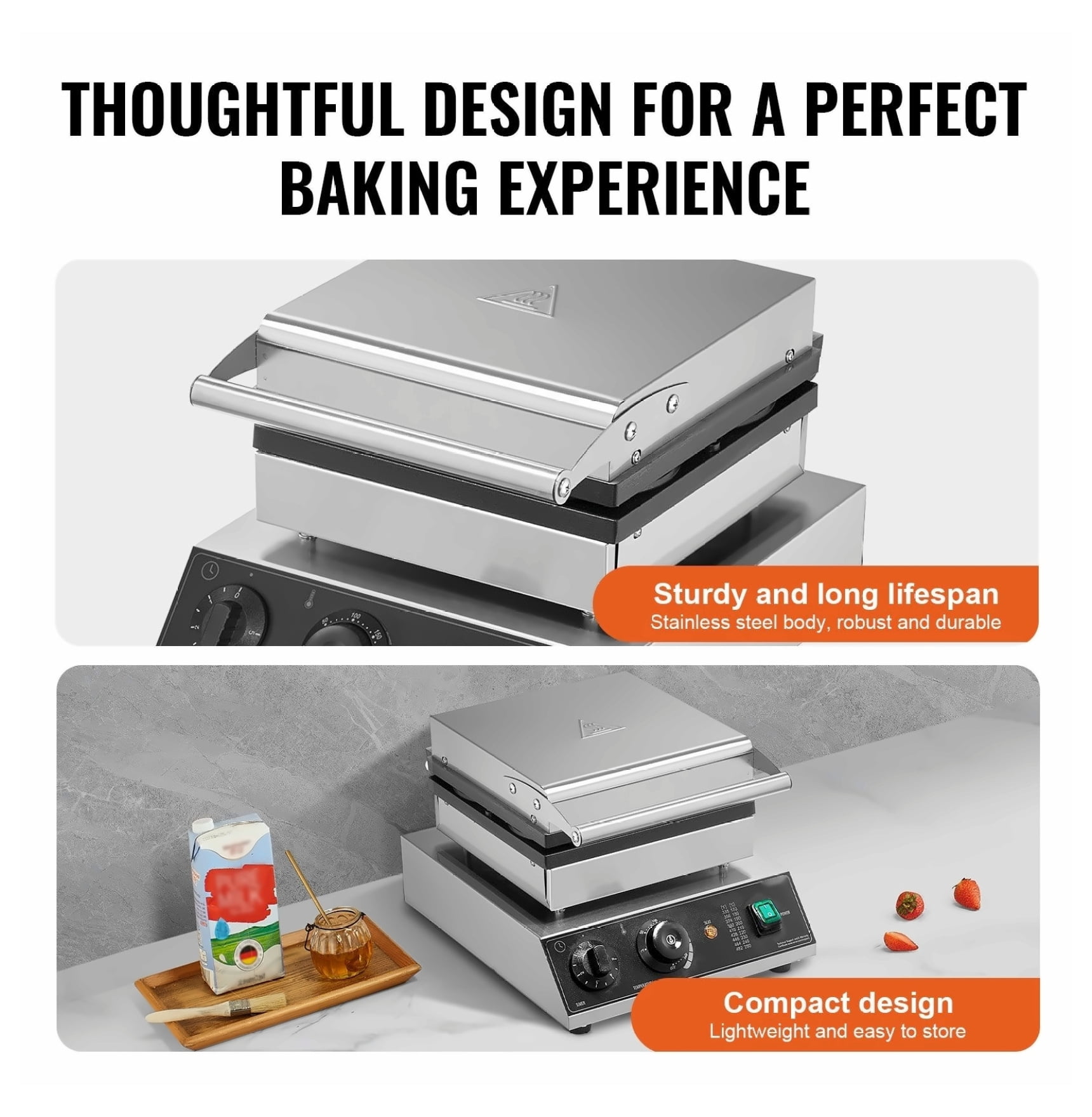 Commercial Waffle Maker 4PCS, 1750W Round Waffle Iron Machine, Non-Stick Baker, Professional Grade for Home & Restaurant