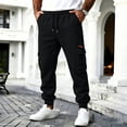 thumbnail image 5 of MXALUOB Men's Cargo Joggers Elastic Waist Drawstring Utility Winter Pants Solid Color Cinch Bottom Casual Trousers with Multi Pockets, 5 of 6