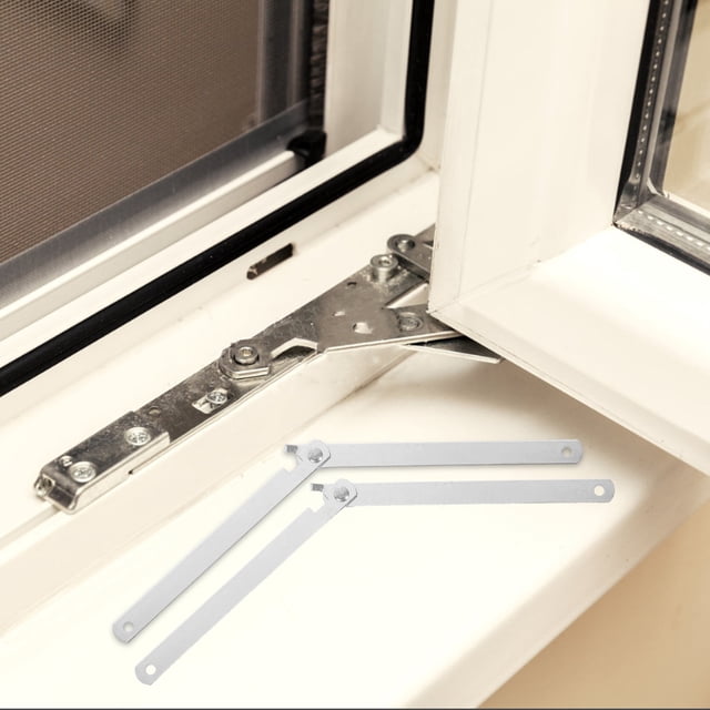 Luxshiny 8Pcs Telescopic Cabinet Support Rod with Fold Curved Handles for Door and Window Silver