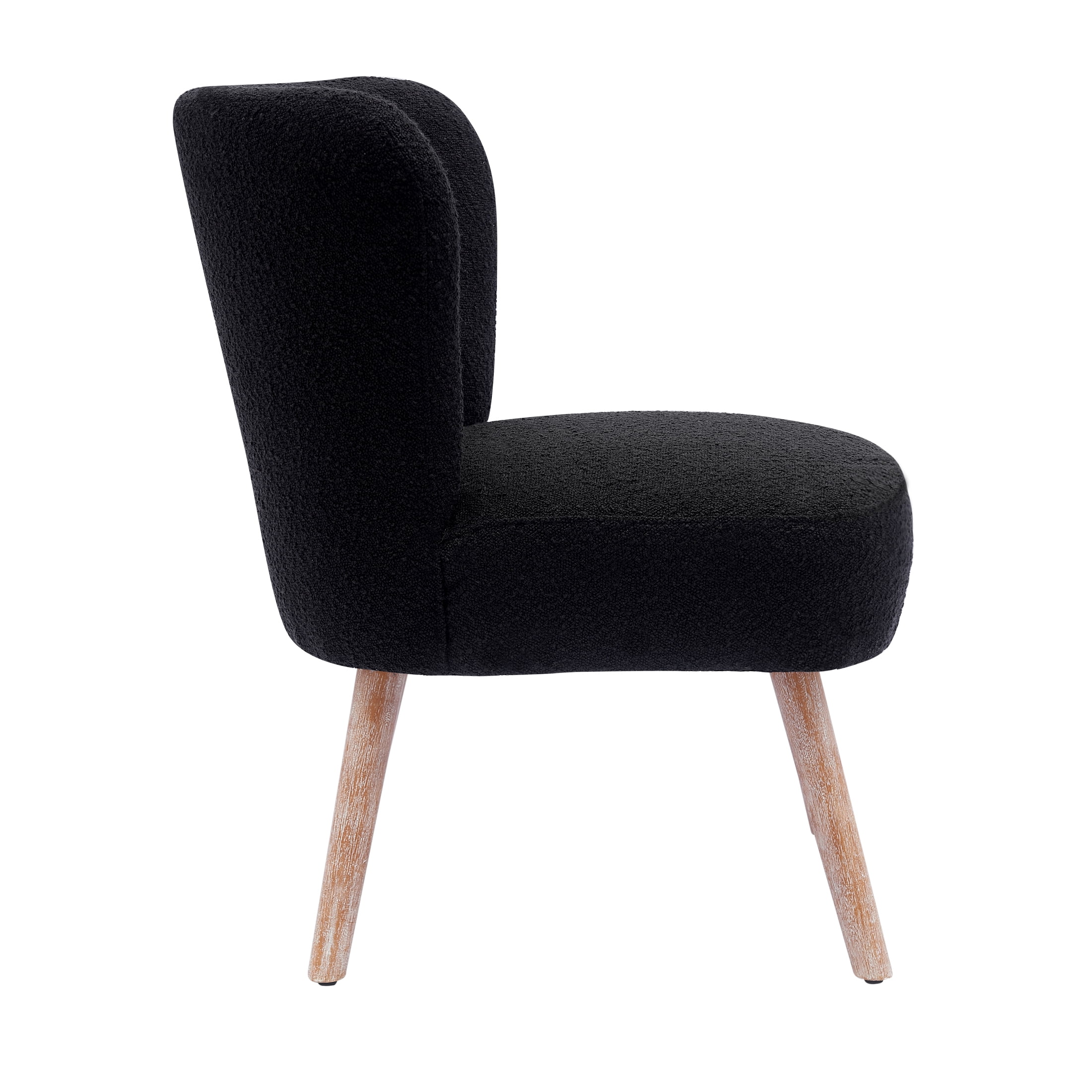 Modern 25" Wide Wingback Accent Chair with Water and Stain Resistant Boucle Upholstered Fabric, Black
