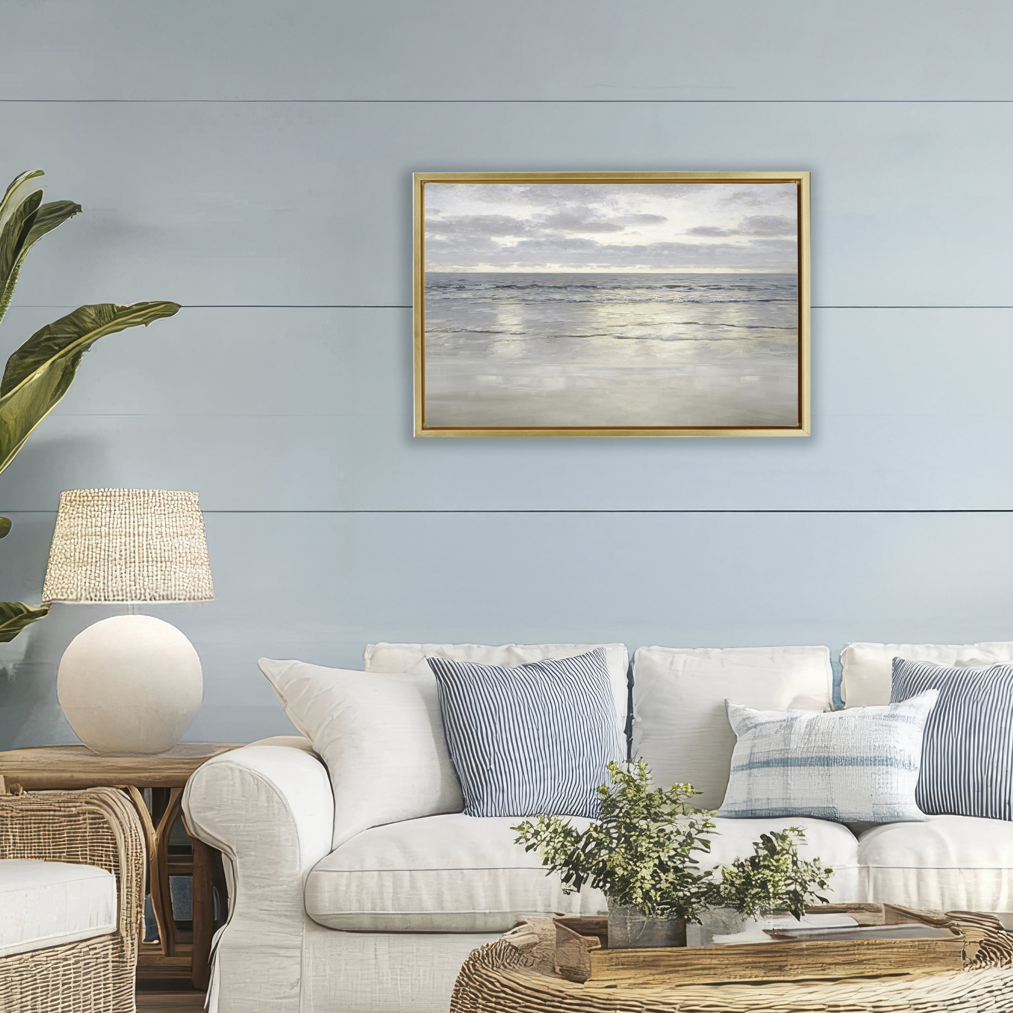 Stupell Industries Sunlight On The Sea Gold Framed Floater Canvas Wall Art, design by Christy McKee