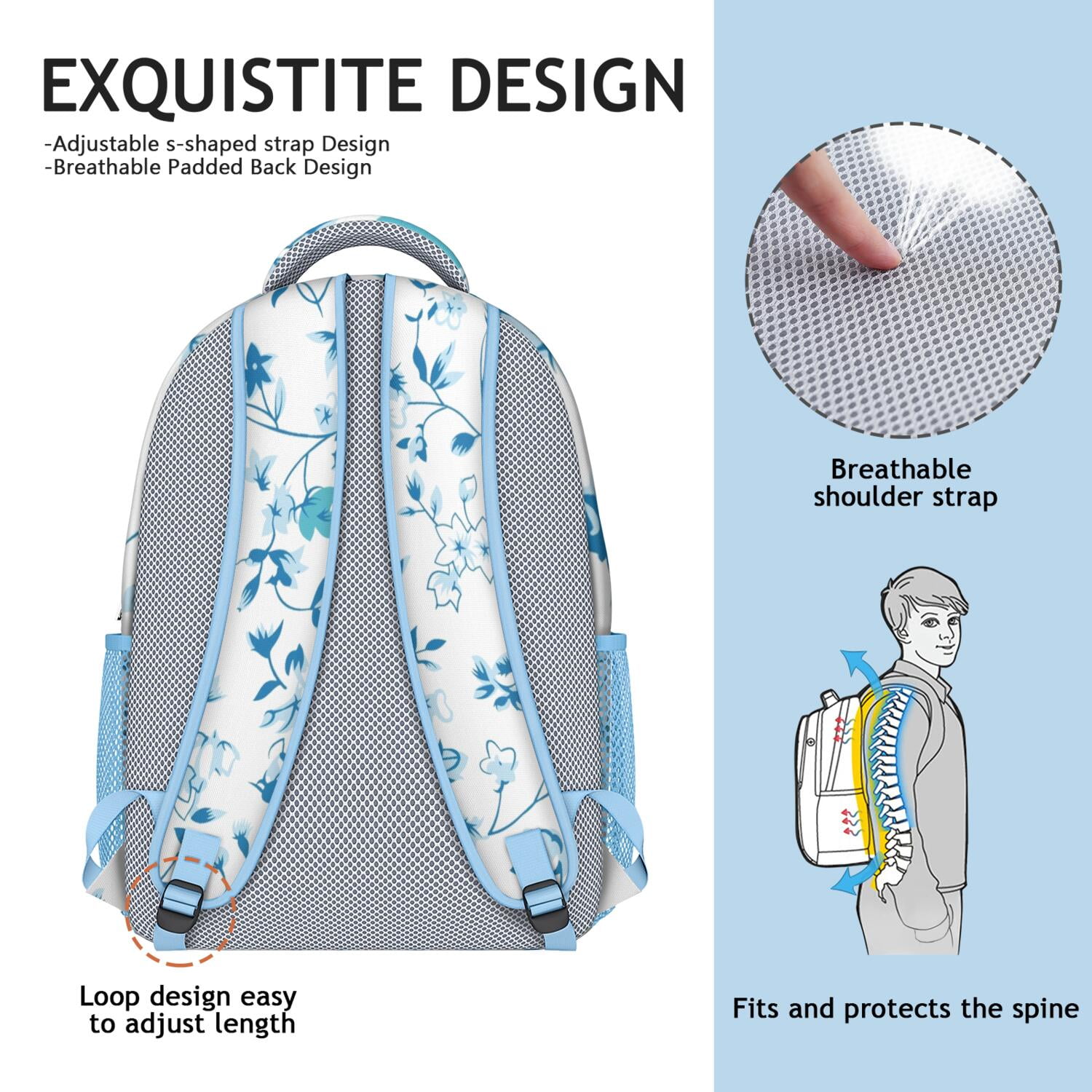 Spring Floral Design Student Backpack - Durable Ergonomic Backpack for Teens