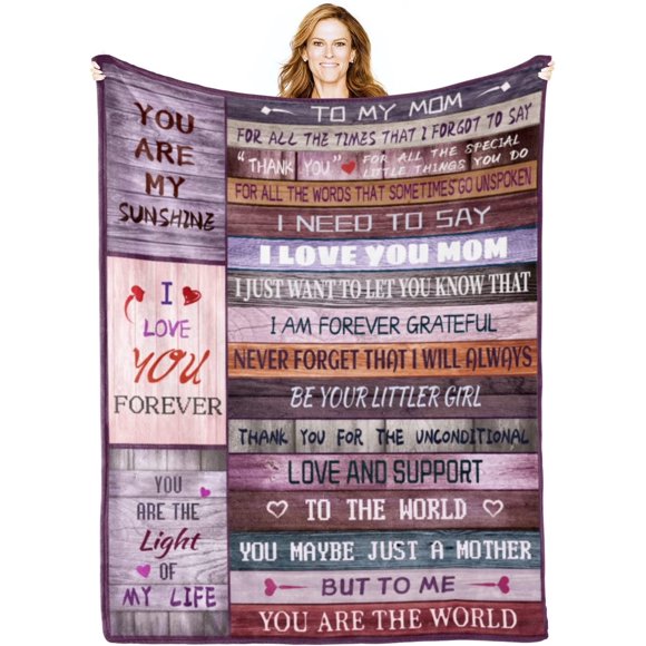 Couverture Jetée Cadeaux pour Maman de la Part de Fille Fils Couverture en Polaire Douce Cadeau d'Anniversaire Idées Cadeaux pour Mère Couvertures de Luxe pour Lit Canapé et Voyage 60"X50 Pouces
