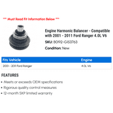 Engine Harmonic Balancer - Compatible with 2001 - 2011 Ford Ranger 4.0L ...