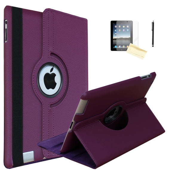 JYtrend Case for iPad Mini 1/Mini 2/Mini 3 A1432 A1454 A1455 A1489 A1490 A1491 A1599 A1600 A1601 Rotating Stand Smart Cover Magnetic Auto Wake Up/Sleep (Purple)