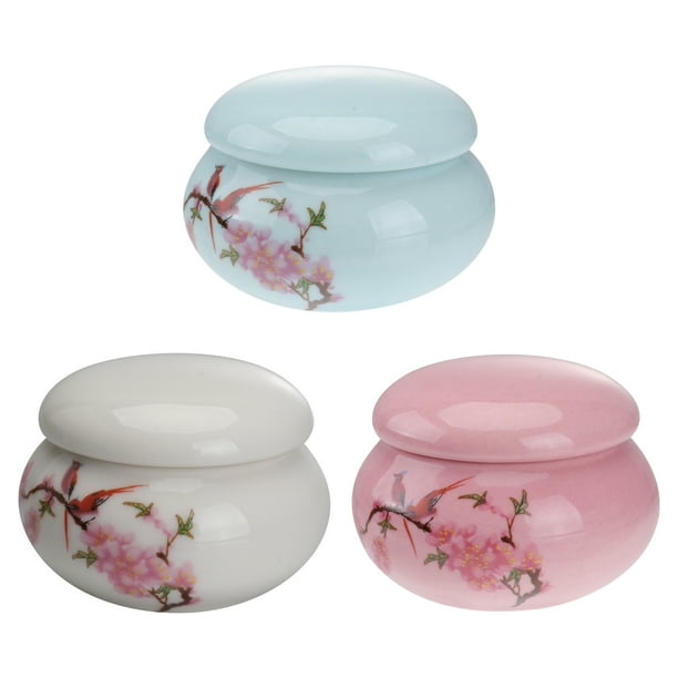 FELTECHELECTR 3 botellas de cerámica mini con forma de boca para colorete, multiusos, de porcelana para cosméticos.