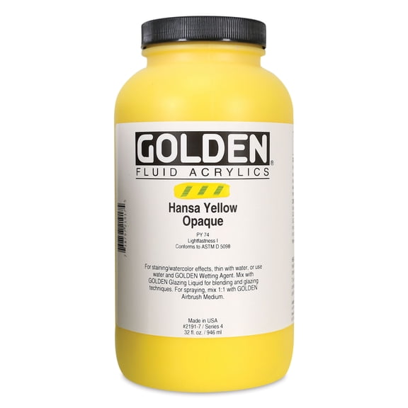 Golden Fluid Acrylics - Hansa Yellow Opaque, 32 oz, Jar