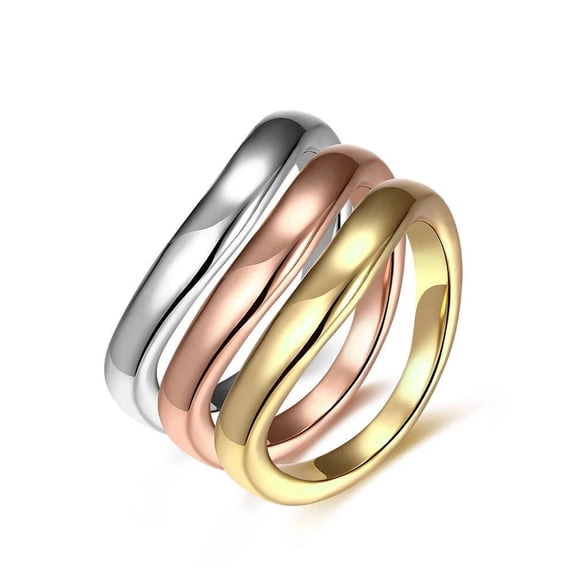 18K Rose Gold Platinum Plated Tri Color Fashion Ring For Women B169