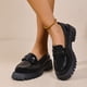 thumbnail image 3 of Xucatan Women's Patent Leather Tassel Loafers, Chunky Sole Slip-On Flat Shoes, Classic British Style Casual Shoes for Women, Plus Size Uniform Shoes Gift, 3 of 8