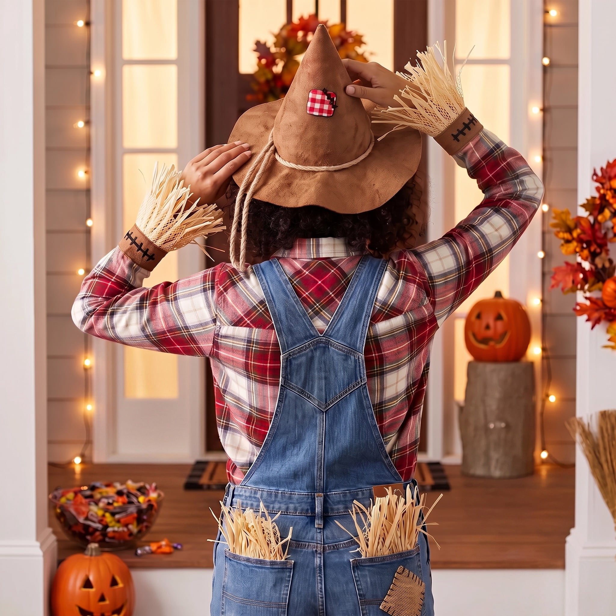Scarecrow Costume Accessory Kit for Adults, Brown, 4 Pieces, Halloween by Way To Celebrate