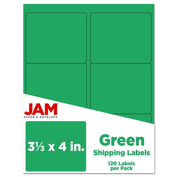 JAM Paper Shipping Address Labels, Large, 3 1/3 x 4, Green, 120 per Pack