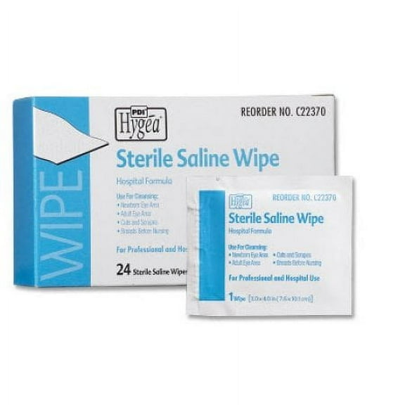 Saline Wipe Hygea Individual Packet Saline Unscented 24 Count