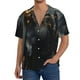 thumbnail image 1 of Fotbe Black And Gold White Horse Camisa Estampada de Manga Corta para Hombre, Casual de Verano, Estilo Playero, Sin Arrugas-Large, 1 of 5
