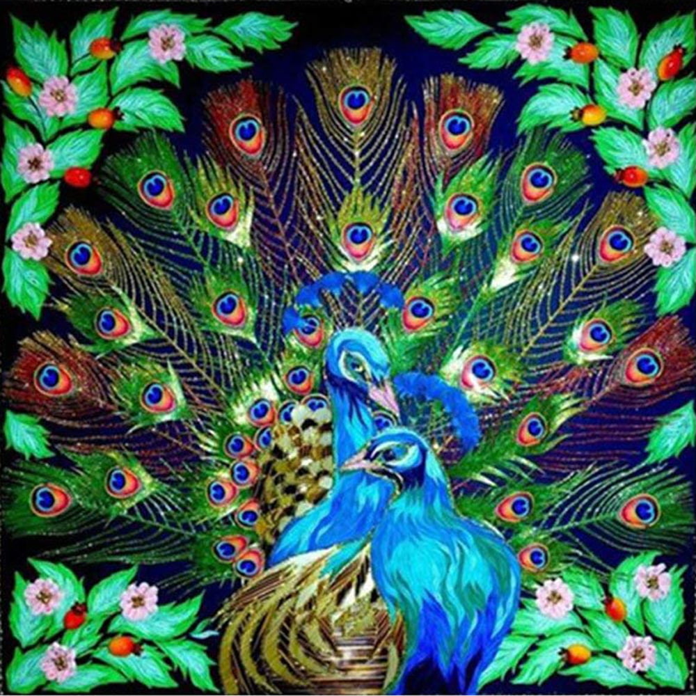 16x20inch Special Shaped Diamond Painting DIY 5D Partial Drill Cross Stitch Kits Crystal Rhinestone of Picture Serial Diamond Embroidery Arts Craft Owl with Peacock Feathers