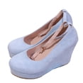 thumbnail image 2 of Miluxas Women's Mary Jane Wedge Solid Buckle Evening Dress Round Toe Platform Shoes Pumps Sky Blue 9.5(43), 2 of 9