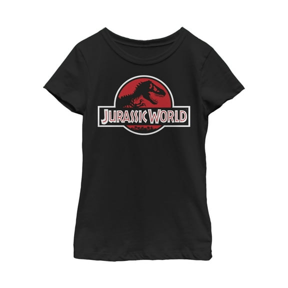 Girl's Jurassic World Tyrannosaurus Rex Logo  Graphic Tee Black Medium