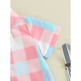 thumbnail image 6 of Jxzom Toddler Baby Boy Gentleman Outfits Suits 3 6 12 18 Months Plaid Buttons Short Sleeve Bow Tie Romper+Overall Shorts Set, 6 of 8