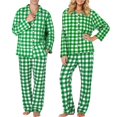 thumbnail image 7 of JAJAHO Mens Pajamas Set Matching Sleepwear Cozy Plaid Long Sleeve Button Up Lapel Shirt Loose Fit Pants Nightwear 2 Piece Outfits Trendy Home Clothes, 7 of 7