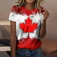 thumbnail image 2 of Tshirts for Women Canadian Flag Graphic Print Short Sleeve Tee Tops Happy Canada Day Classic Fit Outfits Blouses, 2 of 4