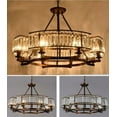 thumbnail image 6 of KPIBEST Rustic Vintage Farmhouse Round Crystal Chandelier with Brown Frame, Pendant Lighting Fixture Flush Mount for Dining Room Bedroom Living Room, 6 of 12