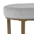 thumbnail image 2 of Benzara BM196059 Round Shape Metal Framed Ottoman with Velvet Upholstered Seat, Grey & Brown, 2 of 5