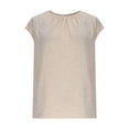 thumbnail image 4 of Oksale Cap Sleeve Tops for Women Casual Cozy Crewneck Cotton Linen Shirts Trendy Pleated Front Summer Tops Beige M, 4 of 8