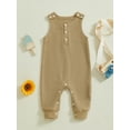 thumbnail image 4 of Gupgi Infant Boy Girl Jumpsuits Newborn Sleeveless Round Neck Button Front Loose Rompers Baby Playsuits, 4 of 9