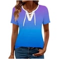 thumbnail image 3 of Favoffer Womens Printed Blouses V Neck Tie Front Short Sleeve Loose Fit Casual Tops Light Shirts for Holiday Dating Shopping Street, 3 of 5