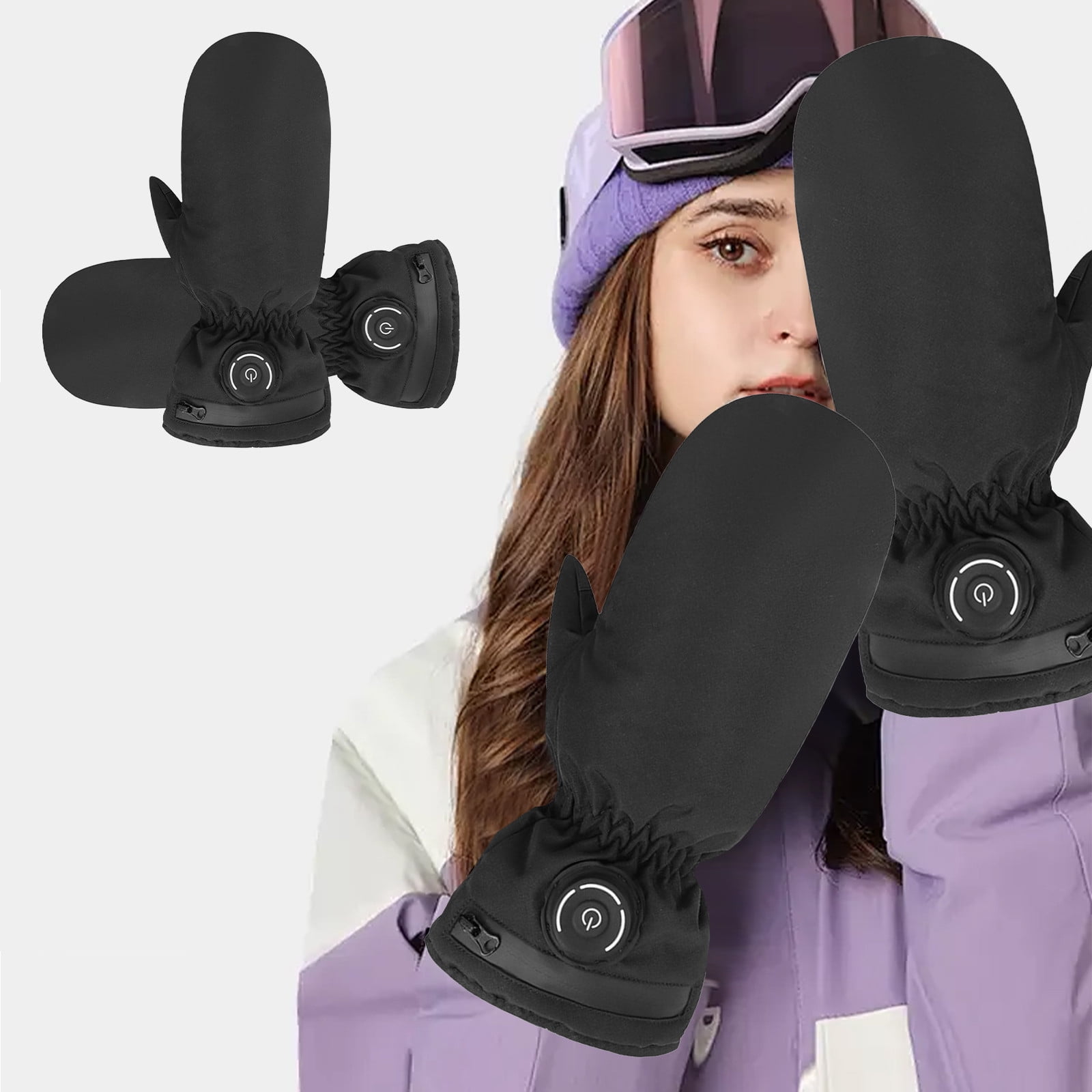 Heated Mittens for Winter - 3-Speed Temperature Control, Waterproof Touchscreen Gloves, Rechargeable Battery, Outdoor Cycling/Skiing Warm Gloves (1 Pair)