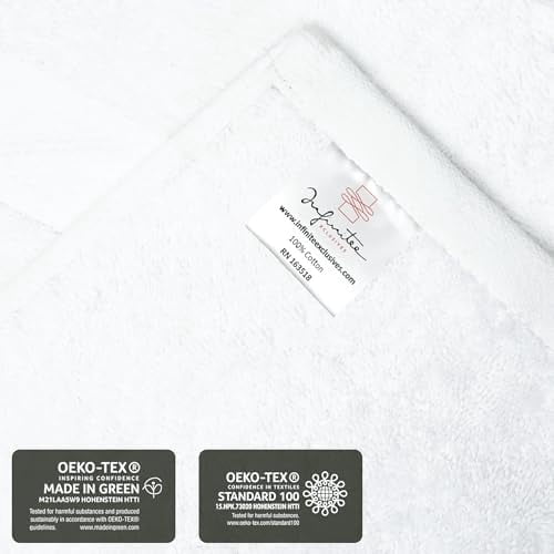 Tekola Luxury Wash Cloths for Showering [13x13] – 100% Cotton Washcloths [Pack of 4], Soft and Absorbent Face Towels for Bathroom Wash Clothes, Gym, and Spa (Brilliant White)