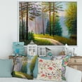 thumbnail image 2 of Designart 'Subtle Sunset Light Through The Trees II' Lake House Framed Canvas Wall Art Print, 2 of 5