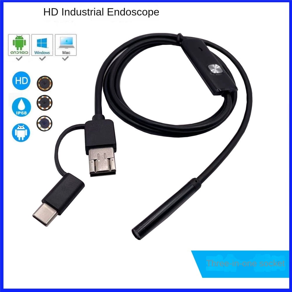 HD industrial repair endoscope 7mm 1 million pixel three-in-one HD pipe endoscope camera,Black,1 meter hard wire