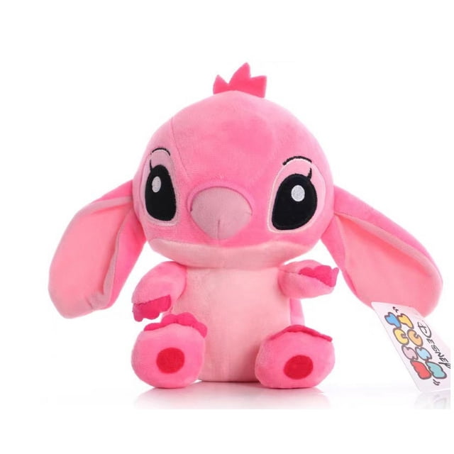 lindo muñeco de peluche stitch de starcraft, gran regalo para cumpleaños/navidad, rosa oscuro, 18 cm, vista frontal centrada de un peluche sentado; felpa aterciopelada rosa oscuro con torso más claro, orejas largas colgantes, cabeza grande, ojos bordados negros, nariz ovalada y pequeñas crestas en la coronilla; etiqueta visible en la pata derecha y fondo blanco. A menudo se usa como compañero de juego o siesta para niños.