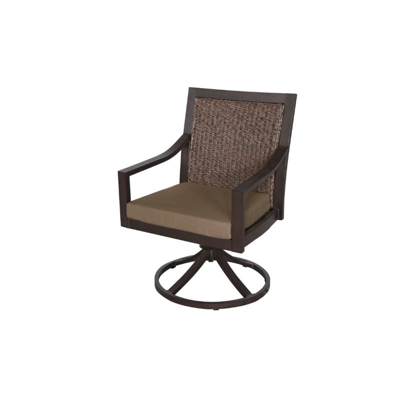 Sunvilla Biscay Wicker Swivel Patio Dining Chair in Caribou