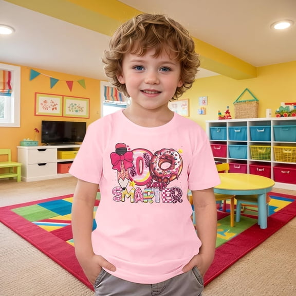 Boys School Uniform Short Sleeve Graphic Tees Back to School Letter Print Crewneck Casual Style T-Shirts for Boys Size 2-3Y