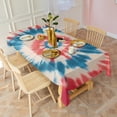 thumbnail image 3 of Red Blue Tie Dye Flower Rectangle Tablecloth 60"x102",Waterproof Polyester Rectangle Table Cloth, Wipeable Spillproof Polyester Tablecloth for Dining, Camping, Indoor and Outdoor, 3 of 6