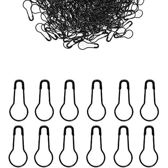 1000pcs 0.85"/ 22mm Metal Gourd Safety Pins Clothing Tag Pins Bulb Pin Calabash Pin Bead Needle for DIY Home Accessories (Black)