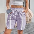 thumbnail image 2 of UDAUDU Womens Baggy Cargo Shorts Casual Wide Leg Knee Length Drawstring Elastic Waist 2026 Workout Trendy Running Athletic Yoga Shorts Light Purple 2XL, 2 of 6