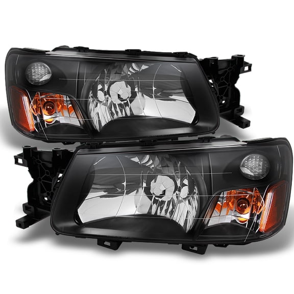 AKKON - For Subaru Forester Black Headlights Head Lamps Driver Left   Passenger Right Side Replacement Pair Set