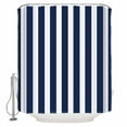 thumbnail image 2 of Navy Blue Striped Waterproof Fabric Shower Curtain, Modern Farmhouse Blue White Stripes Shower Curtain for Bathroom Curtains Bathtubs Hotel Washable Shower Curtains with 12 Hooks Long 72x78in, 2 of 6