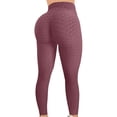 thumbnail image 2 of Womens High Waist Textured Workout Leggings Booty Scrunch Yoga Pants Slimming Ruched Tights Red 2XL, 2 of 4