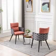 thumbnail image 3 of Dining Chairs Set of 2, Mid-Century Modern Armchairs with Metal Chair, Velvet Upholstered Woven Kitchen Chairs, Comfy Accent Chair Lounge Chair for Dining Room Living Room, Tangerine, 3 of 7