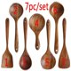 thumbnail image 4 of Vajilla de madera natural de teca, cuchara giratoria, colador de arroz largo, Espumador de sopa, juego de herramientas de cocina, 1-7 piezas, 4 of 5