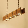 thumbnail image 2 of Wood Metal Ceiling Pendant Lamp 4 Lights Rustic Farmhouse Linear Chandelier Lighting Farmhouse Chandeliers Pendant Lighting Fixture for Pool Table Kitchen Island Bar, 2 of 9