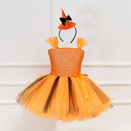 

QISIWOLE Toddler Kids Girls Halloween Fashion Cute Solid Color Mesh Hollow Out Princess Dress Headdress Suit clearance under 10